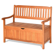 Tangkula Outdoor Wood Storage Bench Deck Box, Entryway Porch Storage Bench