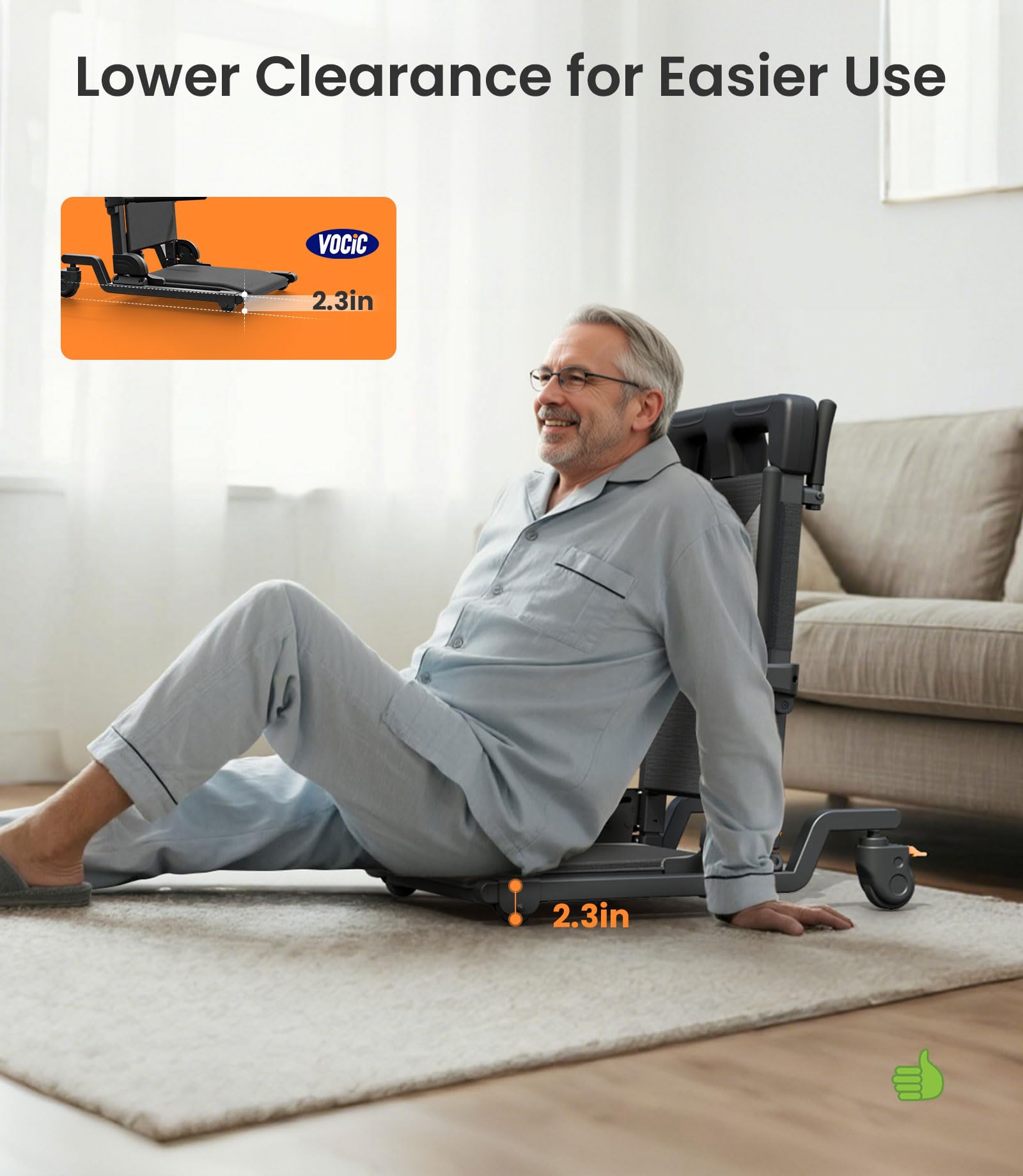 Rolling Transfer Chair Lift with 4 Wheels for Seniors