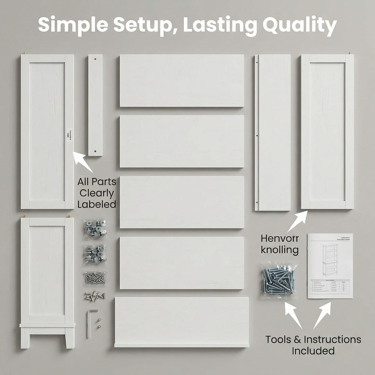 Adjustable 5-Shelf Farmhouse Bookcase