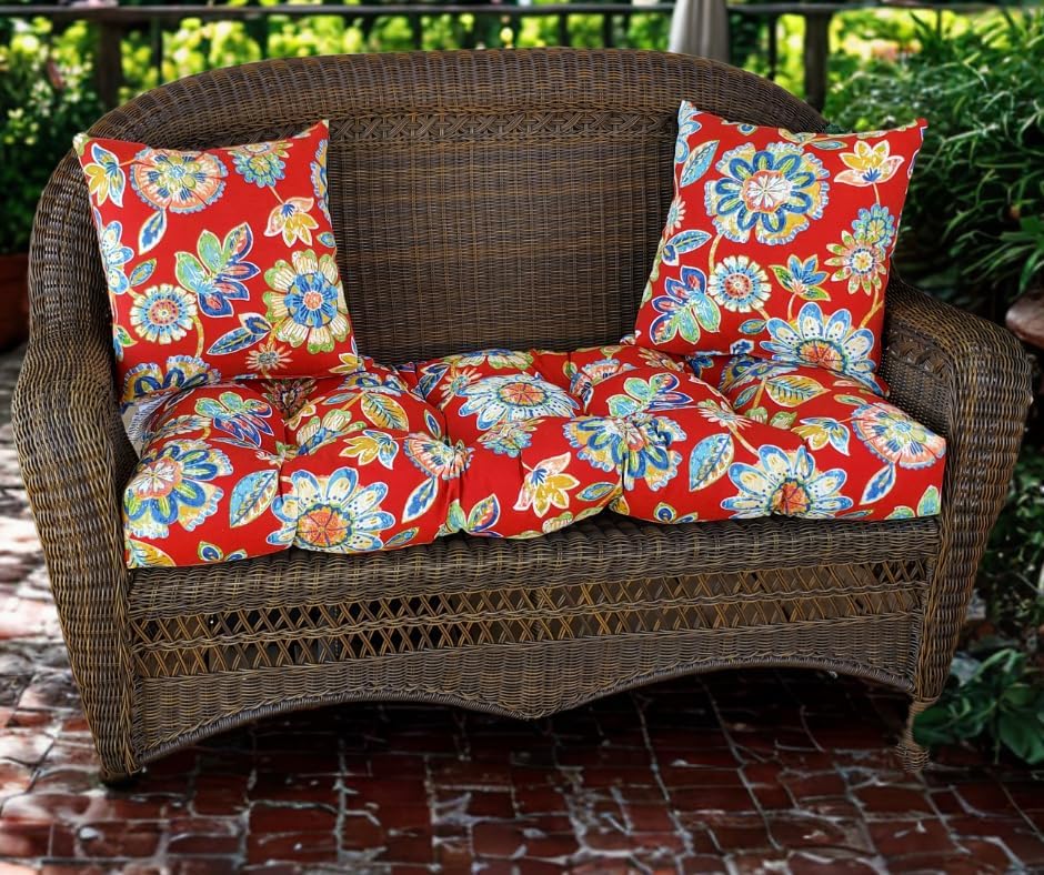 RSH DECOR: Square Throw Pillows Set of 2 | 24” x 24” | All-Weather Spun Fabric | Water and Fade-Resistant | Outdoor Accent Pillows for Patio Furniture | Colsen Noir - Made in USA