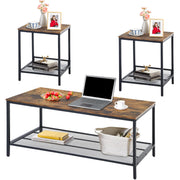 3-Piece Coffee & End Table Set with Metal Frame