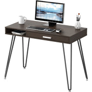 SHW Home Office Computer Hairpin Leg Desk with Drawer, Espresso