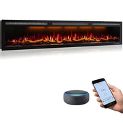 Mystflame 88" WiFi Electric Fireplace Pro, Recessed/Wall Mounted Heater