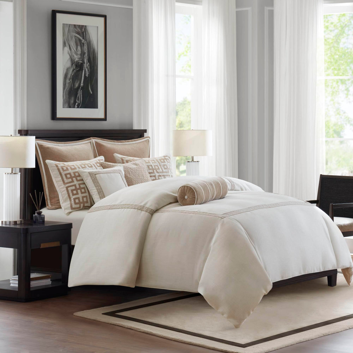 Embroidered King Comforter Set, 9-Piece
