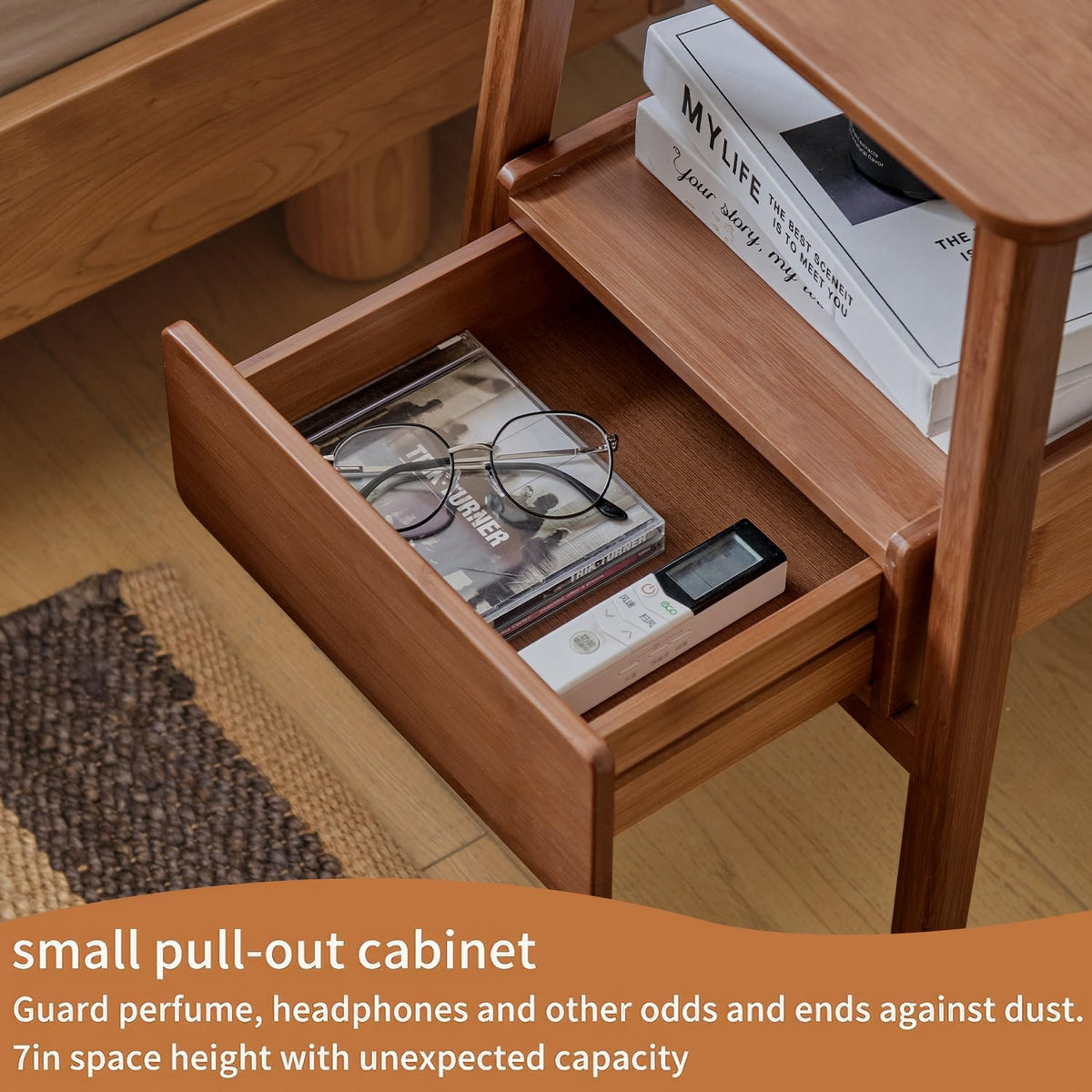 Bamboo Nightstand with Drawer