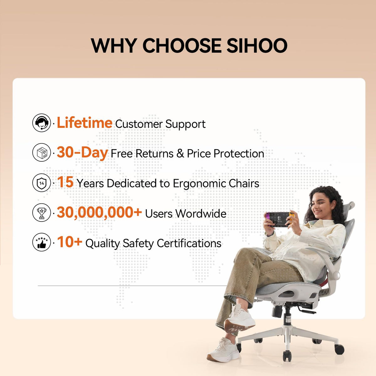 SIHOO B100 Mesh Ergonomic Office Chair with Adaptive Lumbar Support
