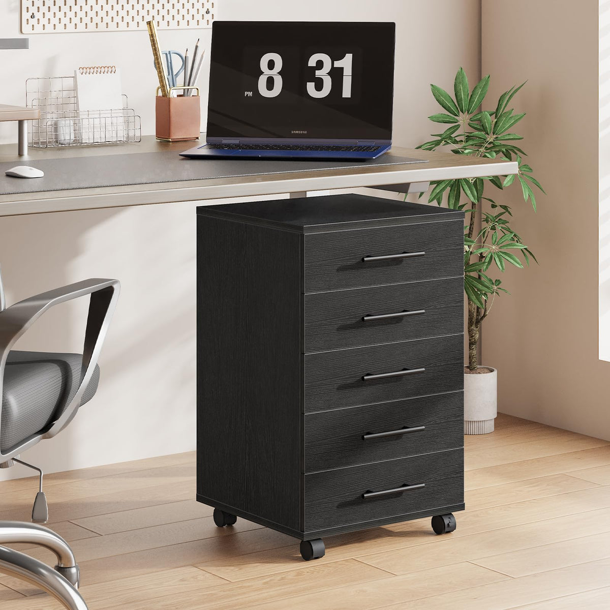 5-Drawer Rolling File Cabinet