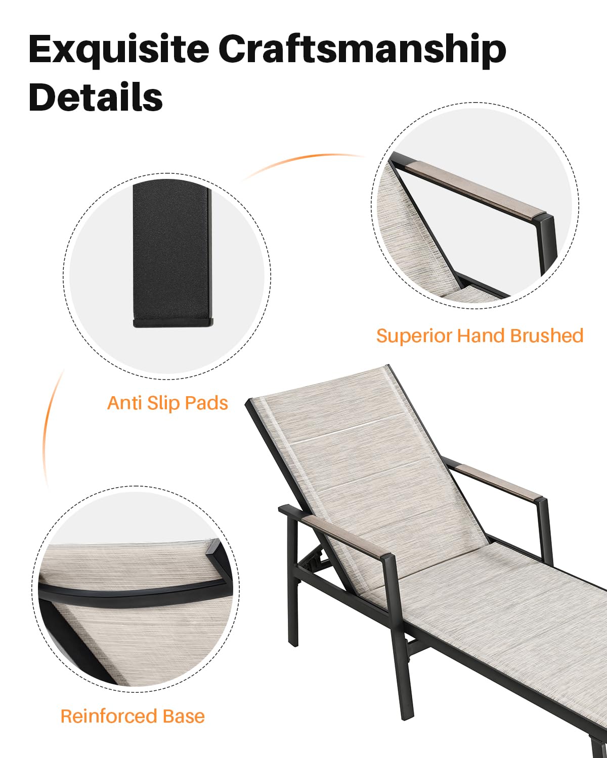 3-Piece Outdoor Chaise Lounge Set with Side Table