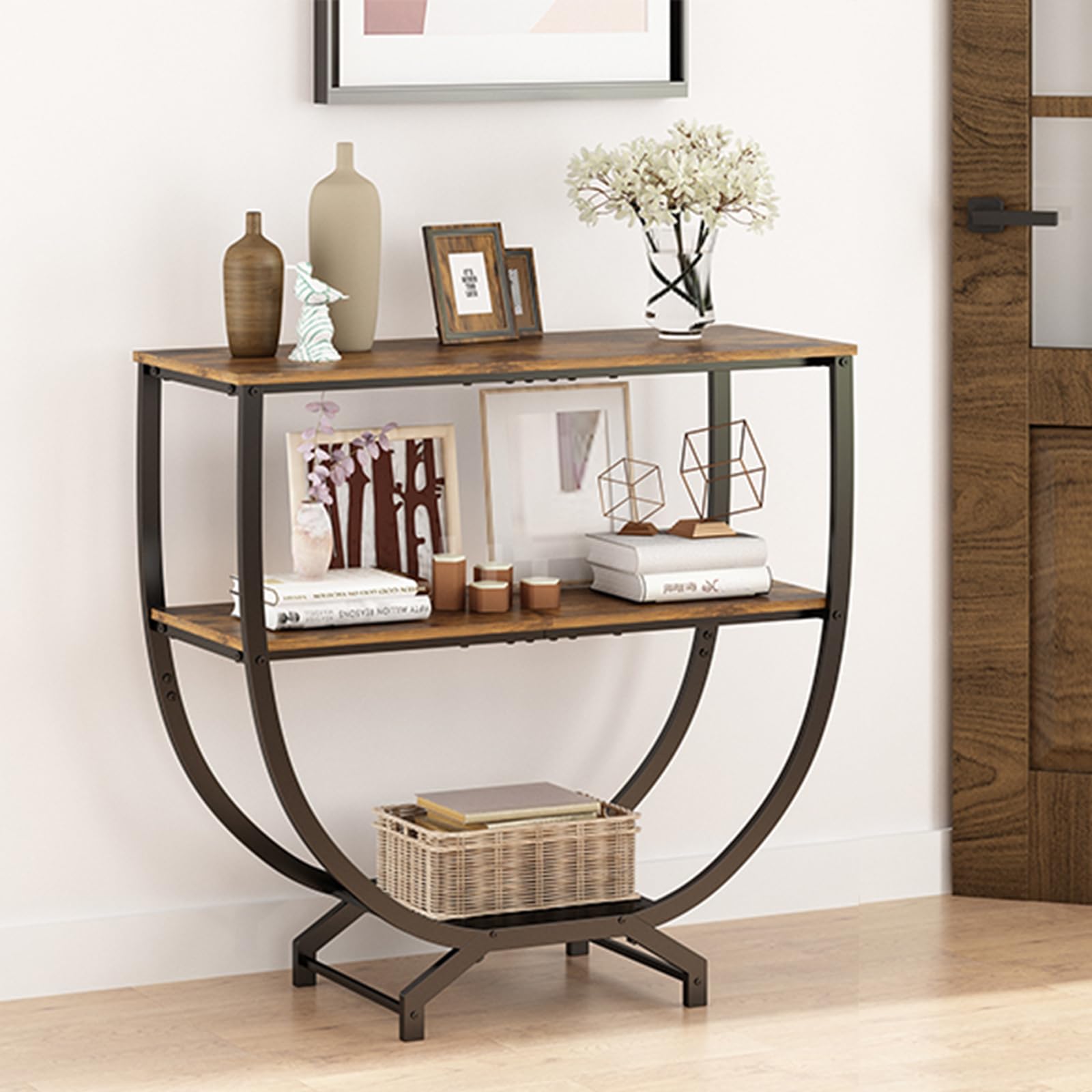 3-Tier Industrial Console Table