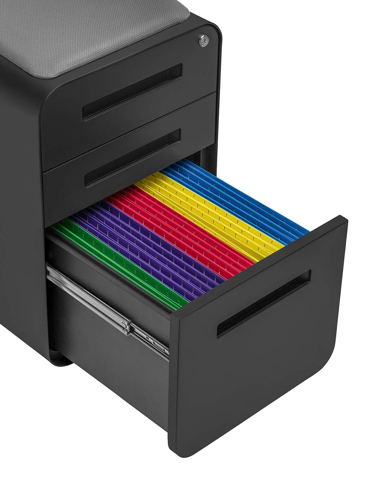3-Drawer Mobile File Cabinet with Cushion Seat