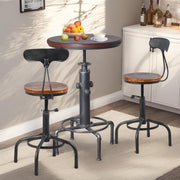 Industrial Round Bar Table & 2 Stools Set