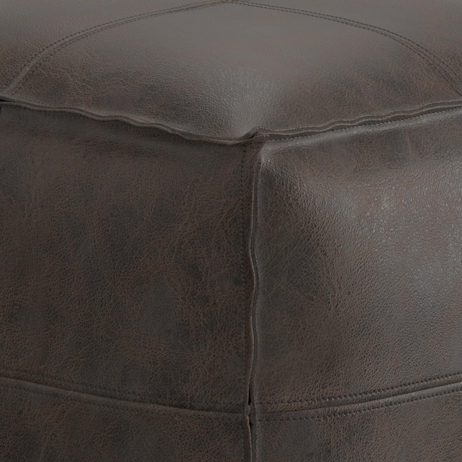 Square Leather Pouf Ottoman