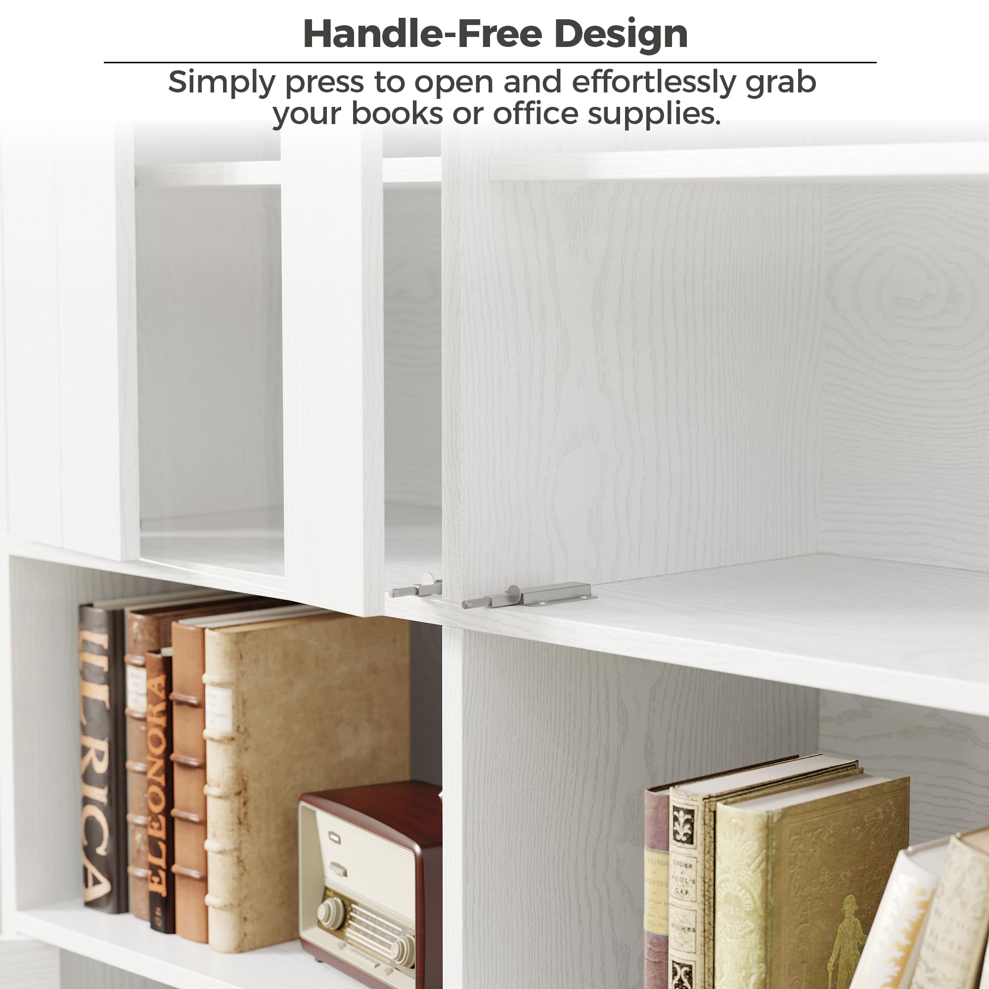 IRONCK Bookshelves and Bookcases with Doors, 71 Inch Tall Bookshelf with Storage, Book Shelf with 4 Cabinets, Display Shelves with Acrylic Doors for Living Room, Home Office