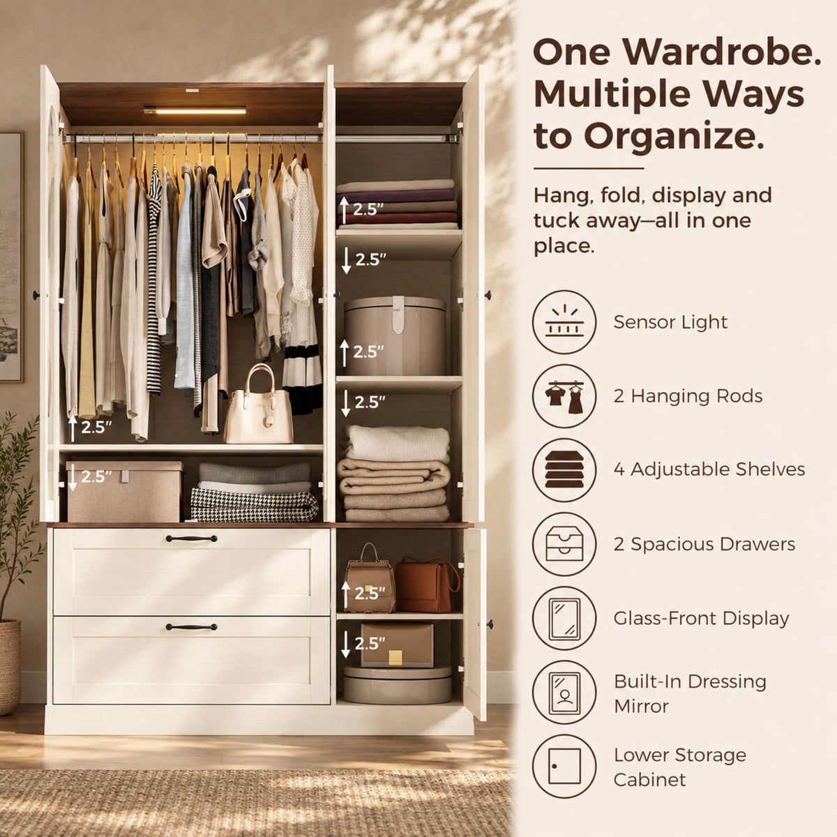 Mirrored Wardrobe with Sensor Light