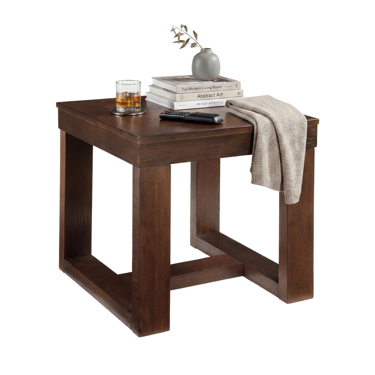 Signature Design by Ashley End Table, Oversized Square, Dark Brown