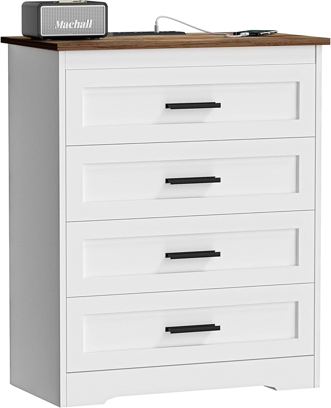 White Farmhouse Dresser with Power Outlets