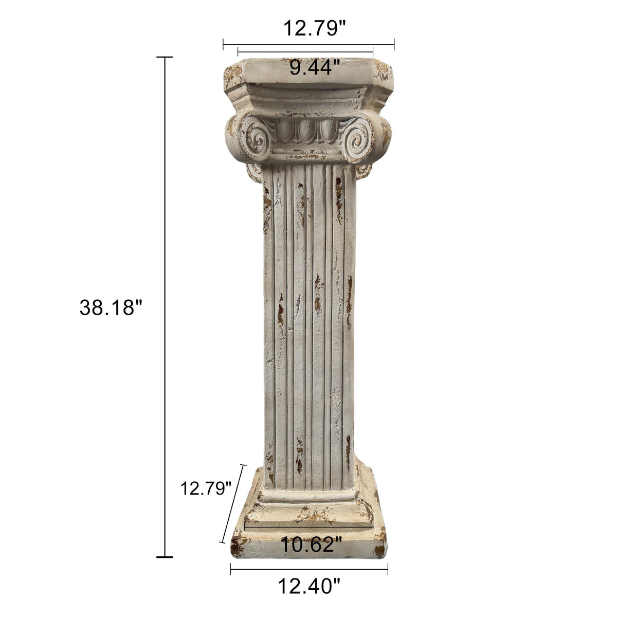 38.18" Tall Roman Column Pedestal Plant Stand with Base, Greek Style Pillar Sculpture Display Stand, Magnesium Oxide Large Decorative Pedestal for Indoor Outdoor Garden Patio Wedding Party Decor