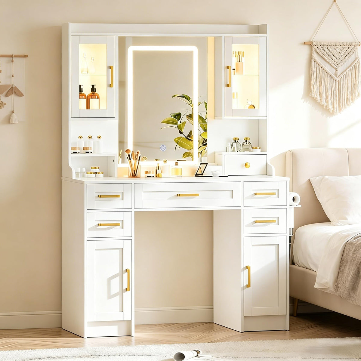 Vanity Desk with LED Mirror