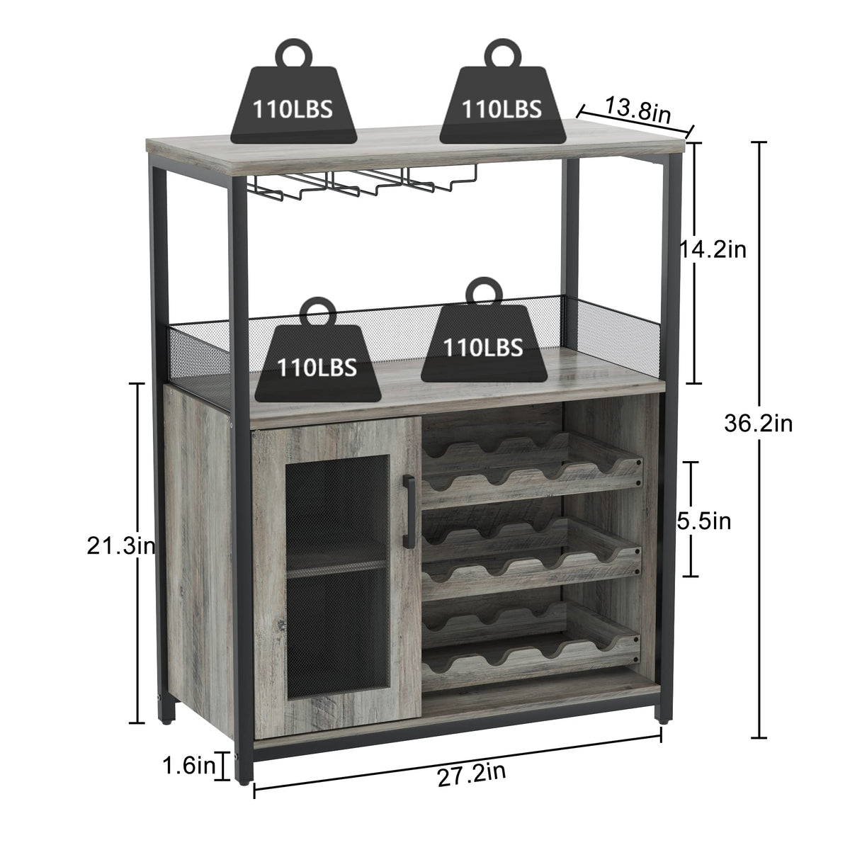 Wine Bar Cabinet with Glass Holder