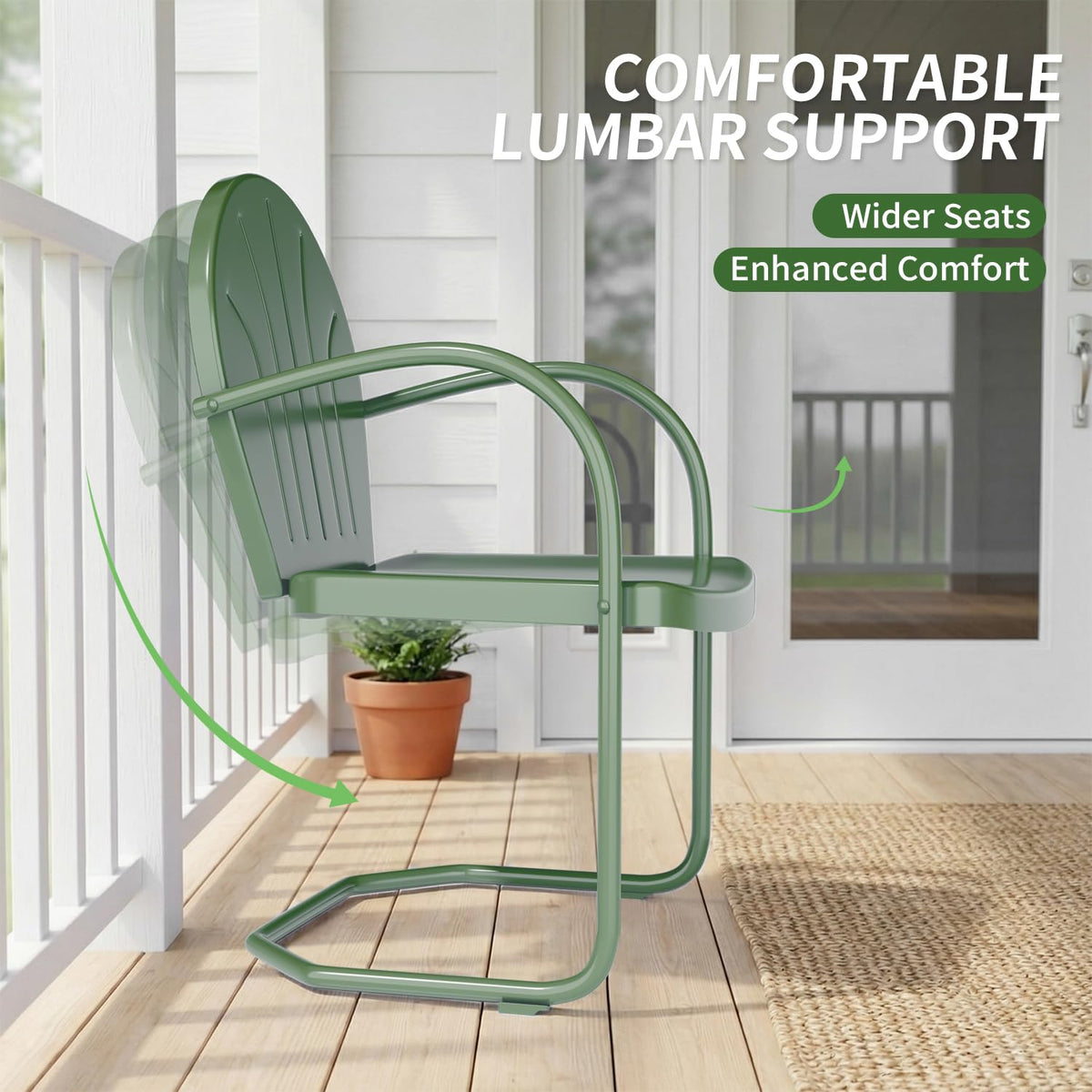 RICNOD Outdoor 3-Piece Metal Bistro Set, Patio Conversation Set of 2,Green