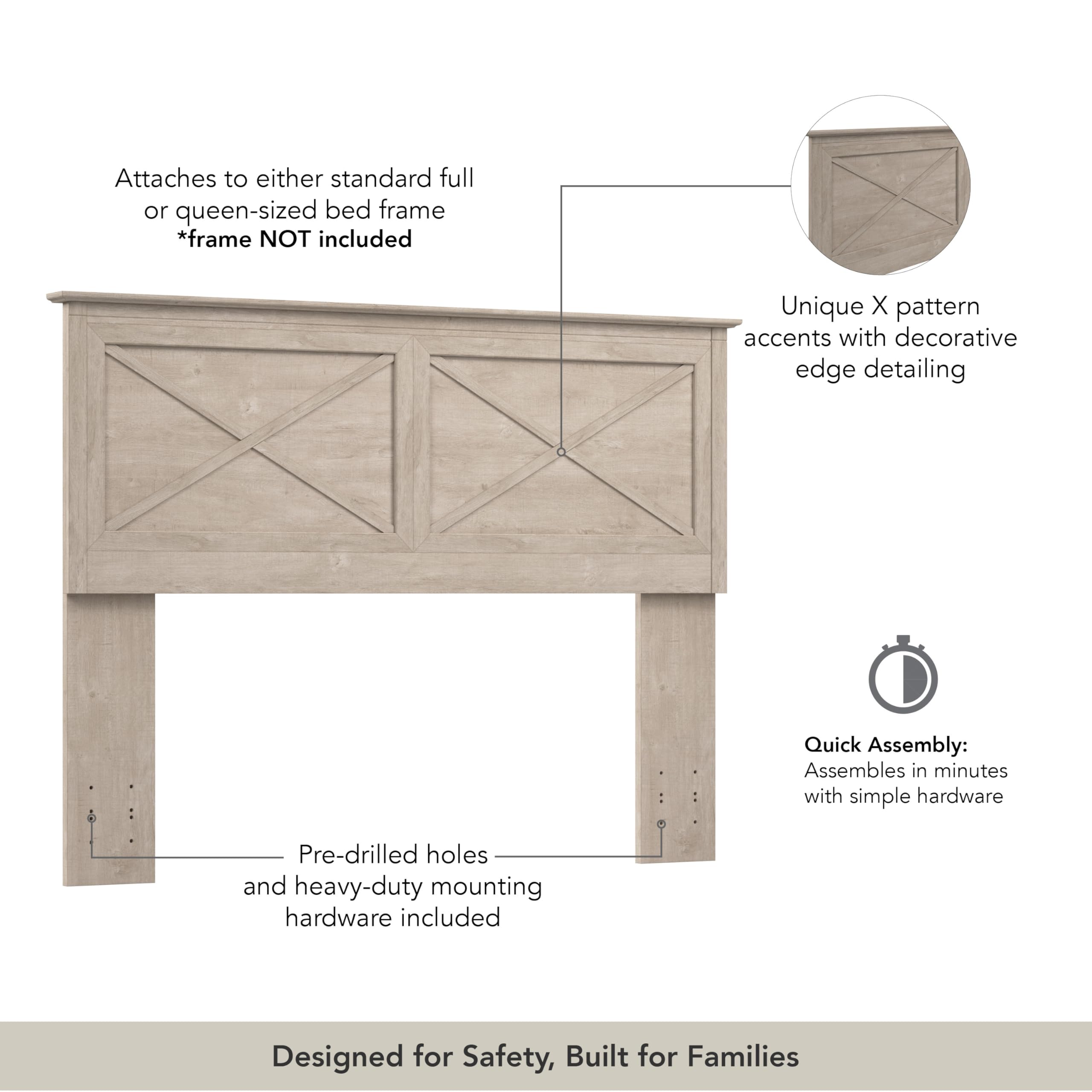 Full/Queen Farmhouse Headboard with X-Design