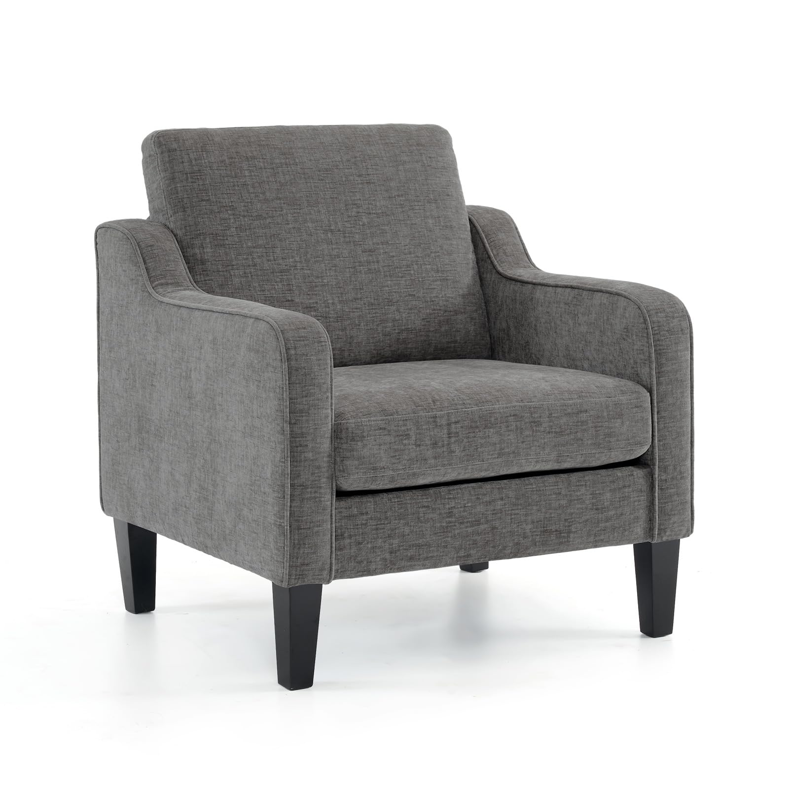 VINGLI Accent Chairs for Living Room Chairs Reading Chair Mid Century Modern Chair Soft Chenille Sofa Chair Upholstered Arm Chair Comfy Chair Side Chair (Light Grey Chenille)