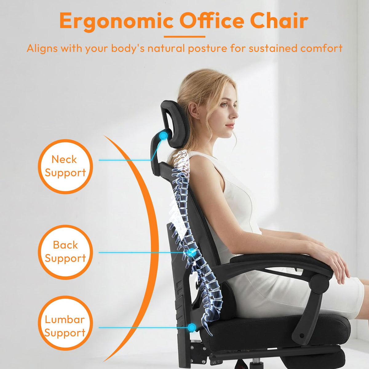 Mesh Office Chair with Footrest