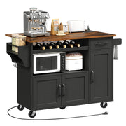 Rolling Kitchen Island Cart with Drop Leaf & Power Outlet