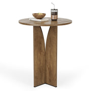 LITTLE TREE Round Bar Table, 31.5 Inches Counter Height Cocktail Table, Wooden High Top Home Bar Unit for Pub, Bistro, Home, Kitchen, Dining Room, Small Space, Brown