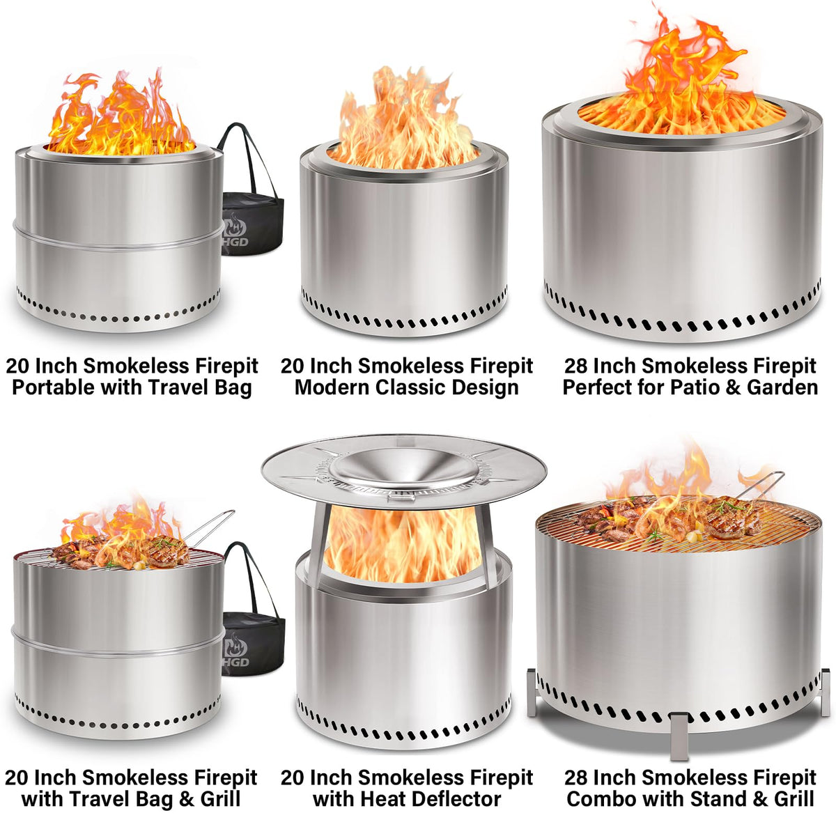 Smokeless Fire Pit with Stand