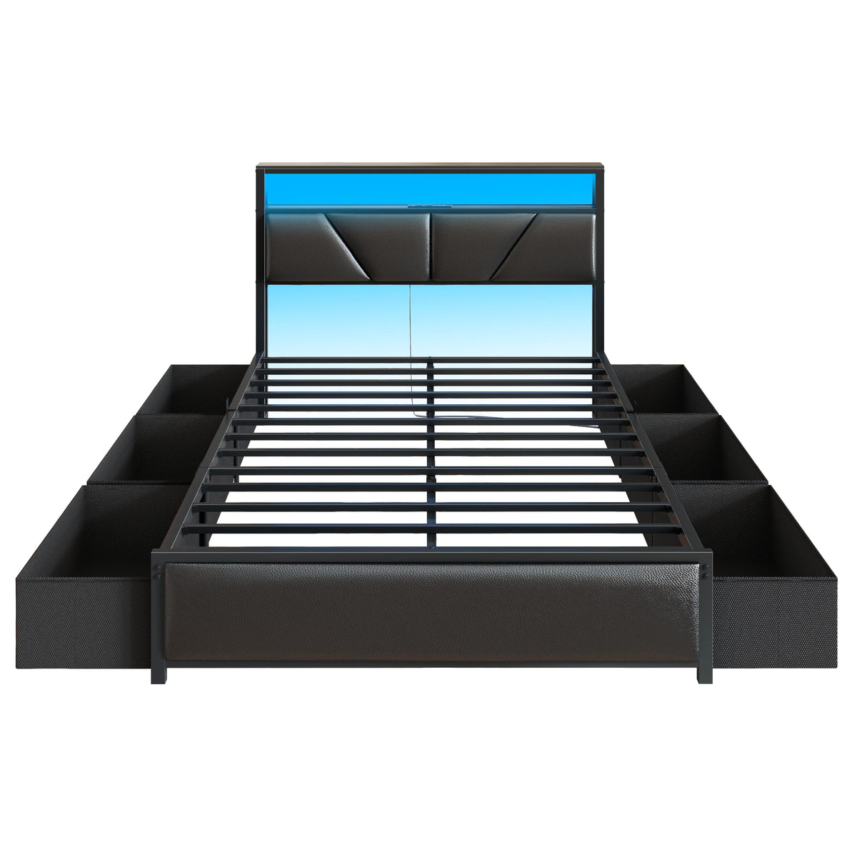 Full Storage Bed Frame with LED Lighting