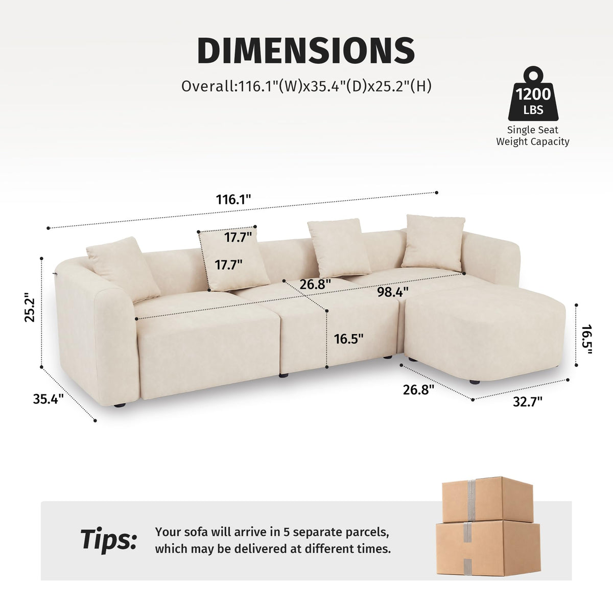 Modular PU Leather Sectional with Ottoman