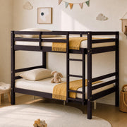 Kiivakii Full Over Full Bunk Bed with Thick Posts, Wood Bunkbed, Espresso