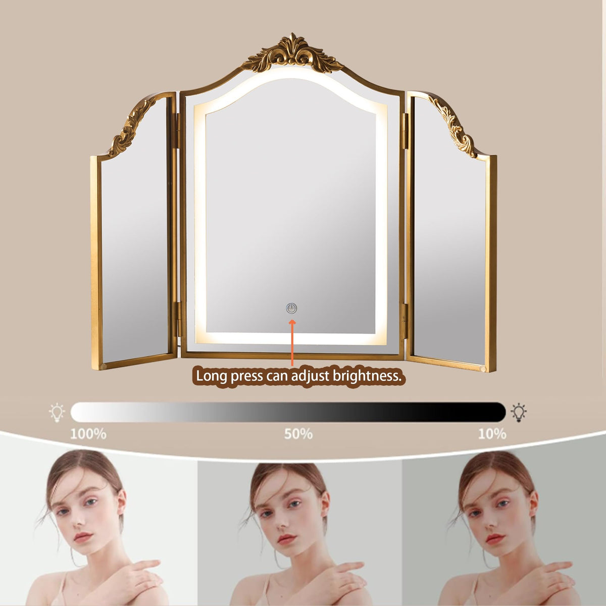 Antique Gold LED Vanity Mirror