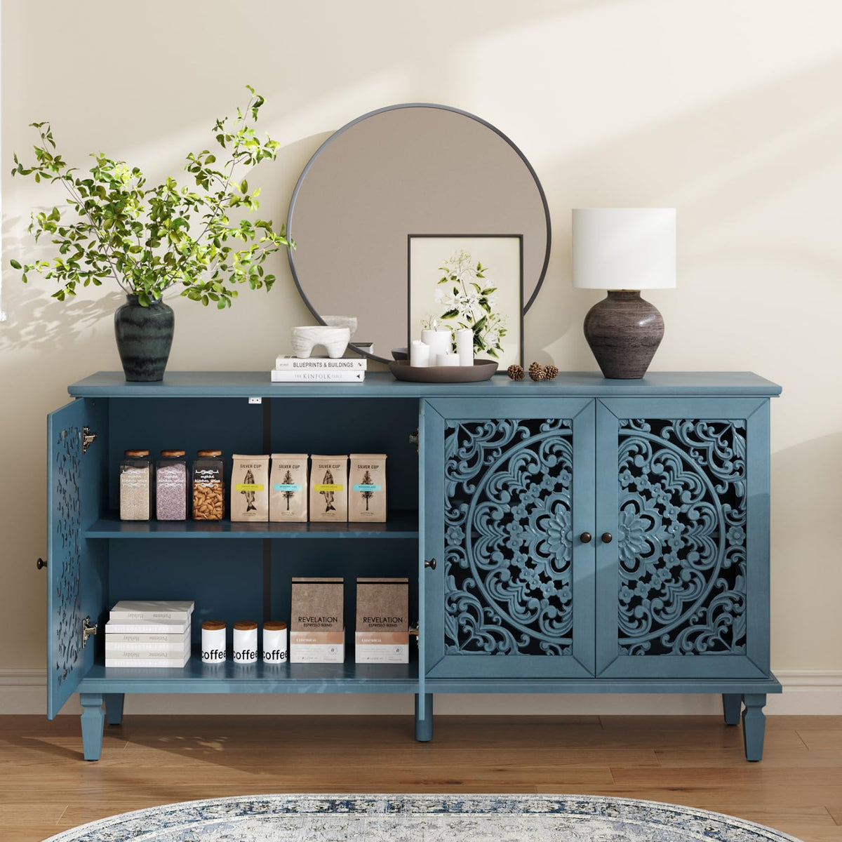 Carved 4-Door Sideboard