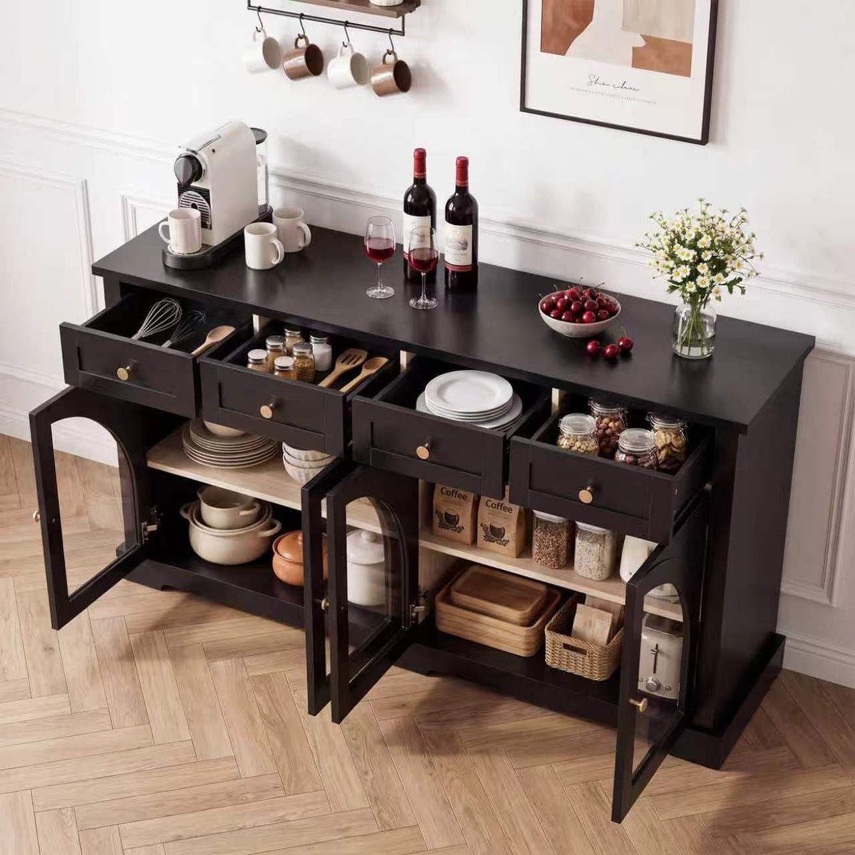 Arched Glass Buffet Sideboard