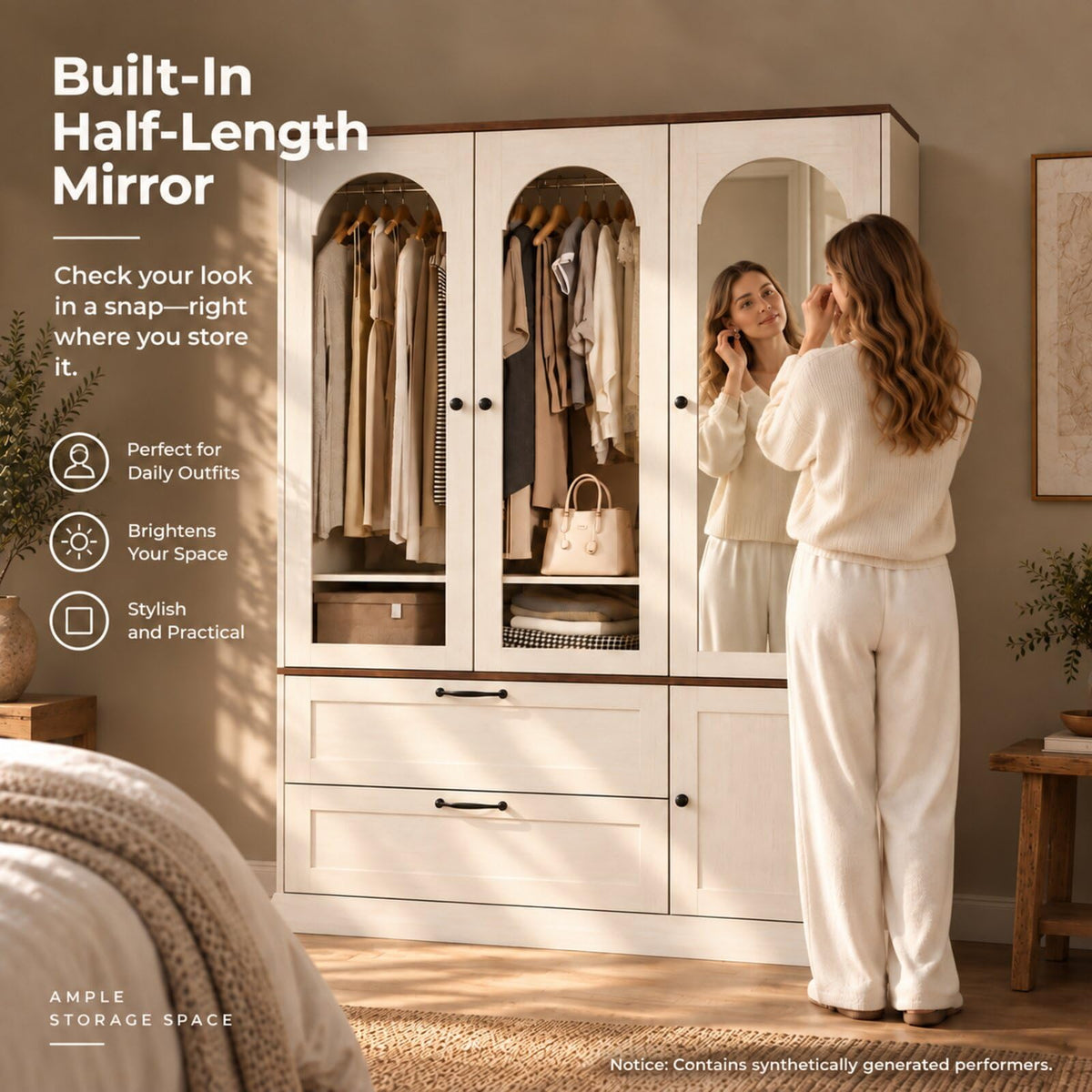 Mirrored Wardrobe with Sensor Light