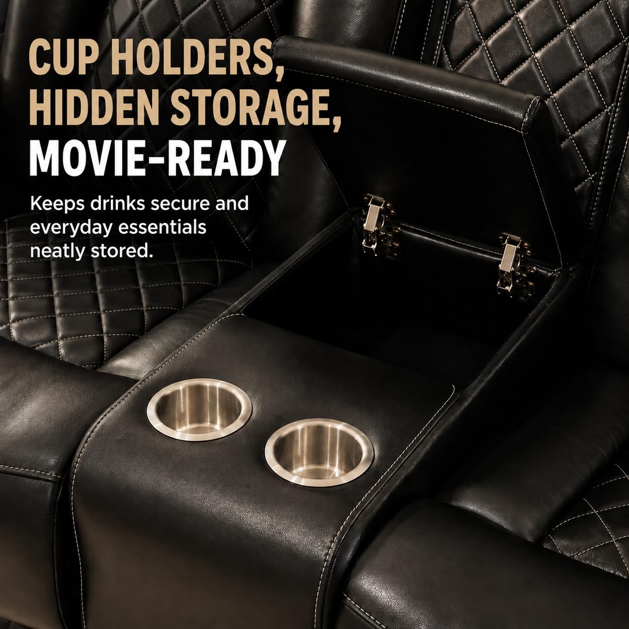 Puduvir Power Reclining Sectional Sofa for Living Room, 3 Pieces Leather Recliner Sofa Set with USB Ports, LED Light, Wireless Charger & Storage Console, Living Room Furniture with Home Theater Seat