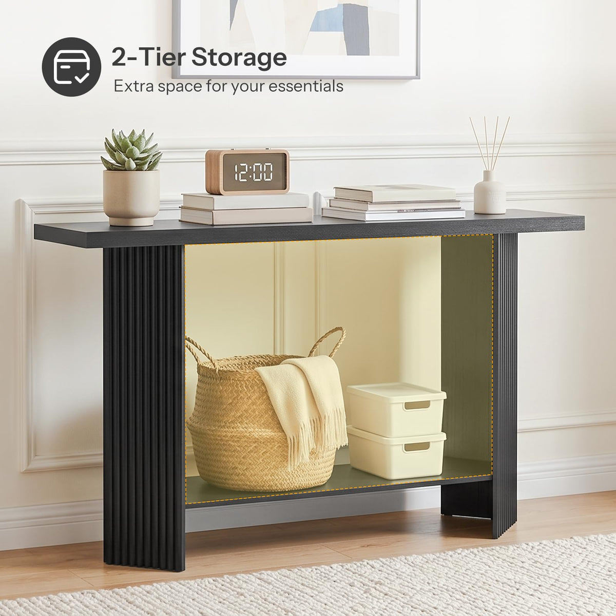 Black Fluted Console Table