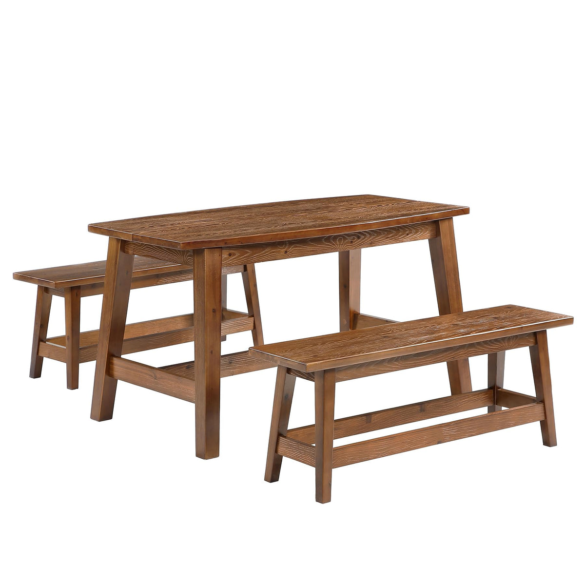 Tribesigns 55-Inch Farmhouse Solid Wood Dining Table Set with 2 Benches