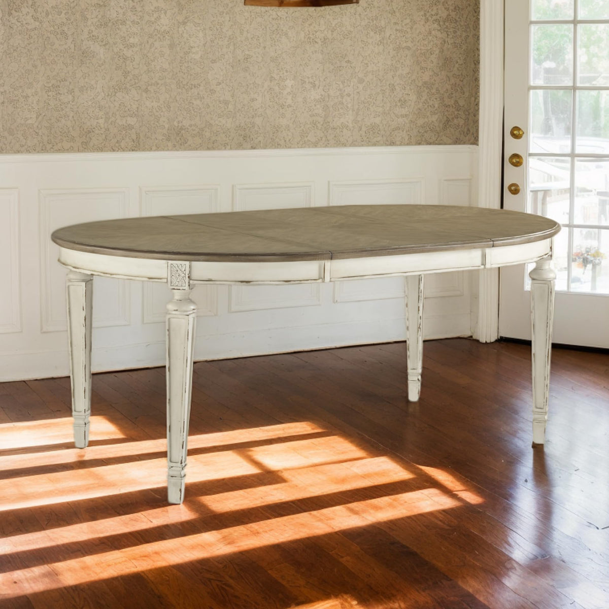 Round-to-Oval Extendable Dining Table