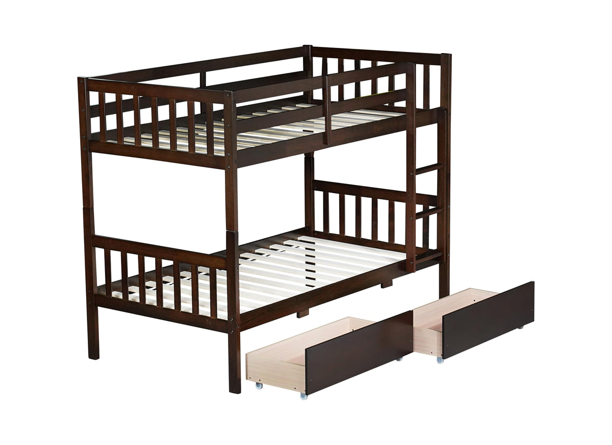 Twin Bunk Bed with Storage Drawers