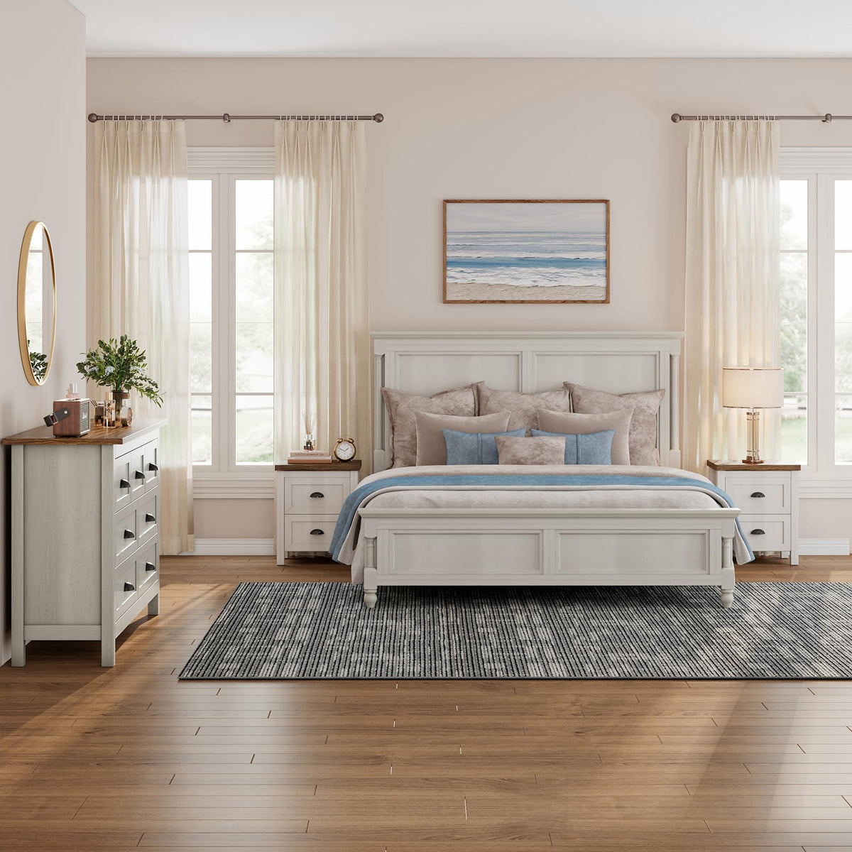 White Dresser and Nightstand Set