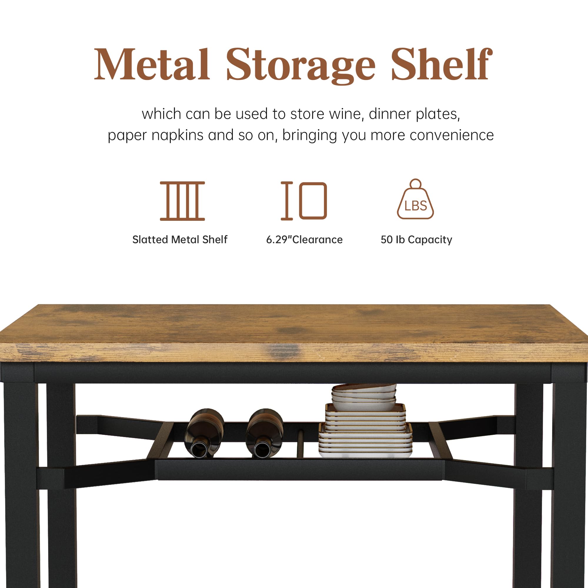 3-Piece Farmhouse Dining Table Set for 2