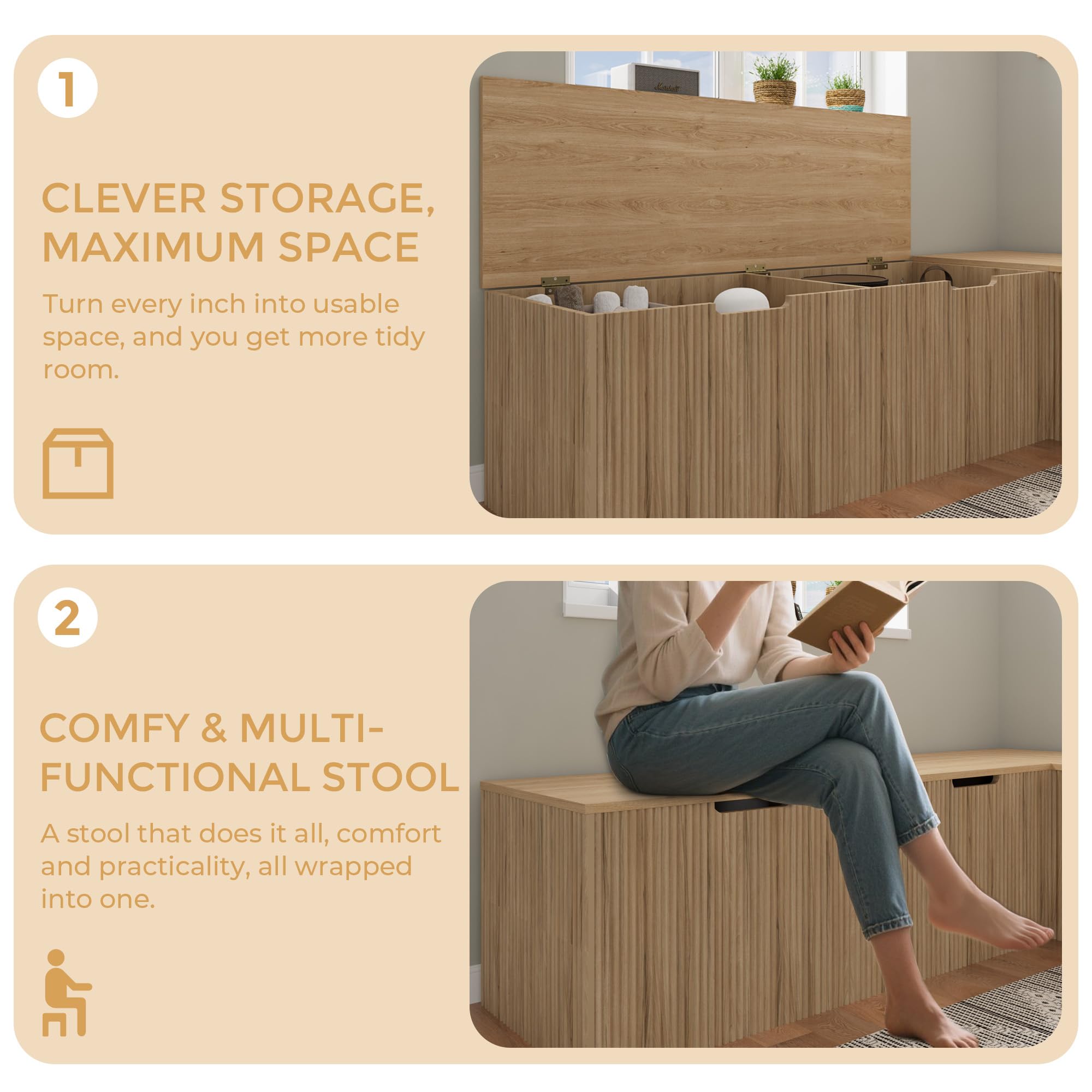 L-Shape Corner Storage Bench with Cushion