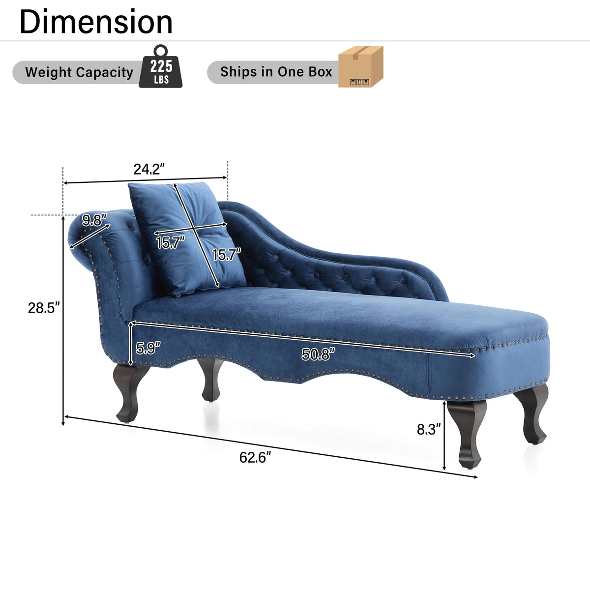 Navy Velvet Chaise Lounge