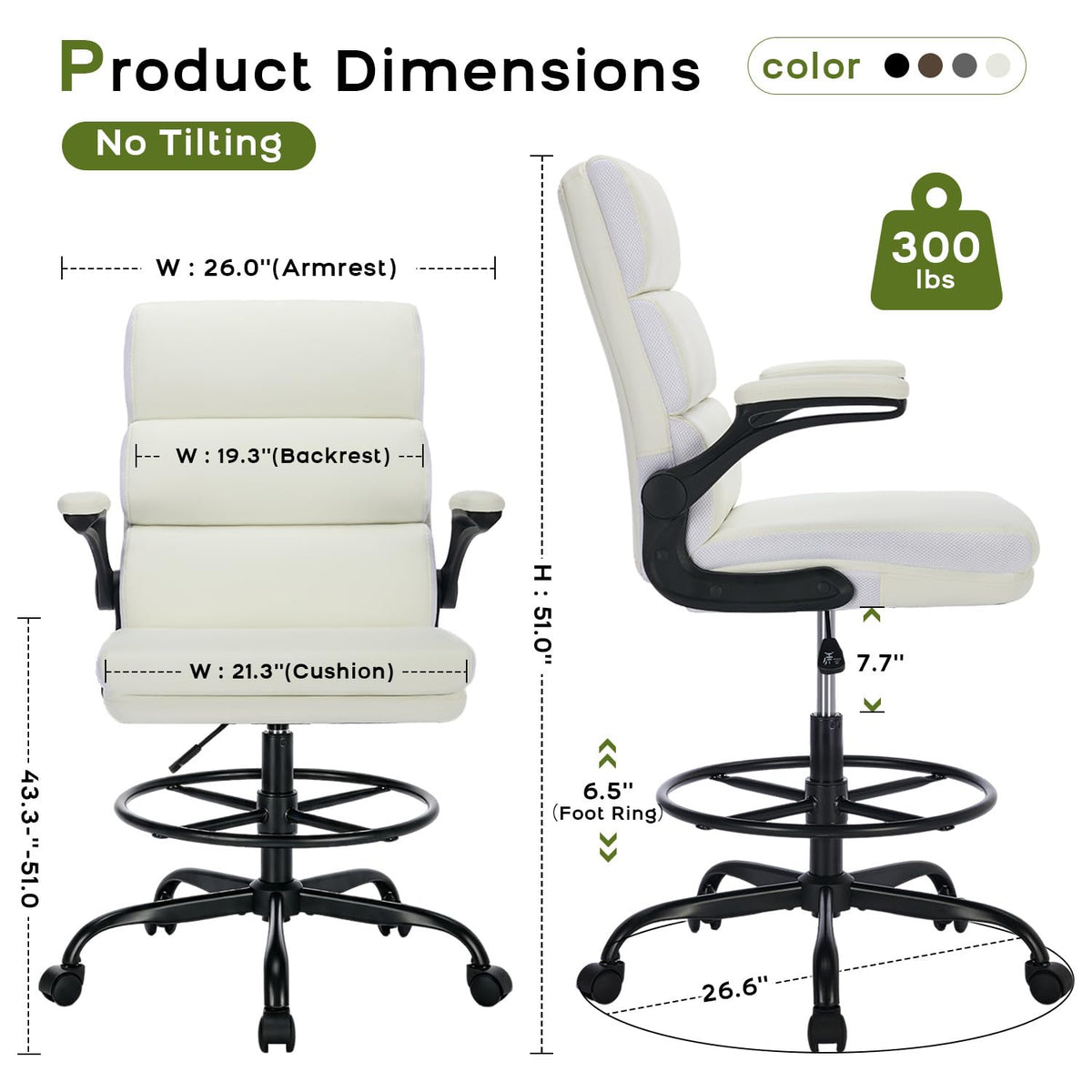 AMSEATEC Tall Drafting Chair for Standing Desk,Executive Office Chair