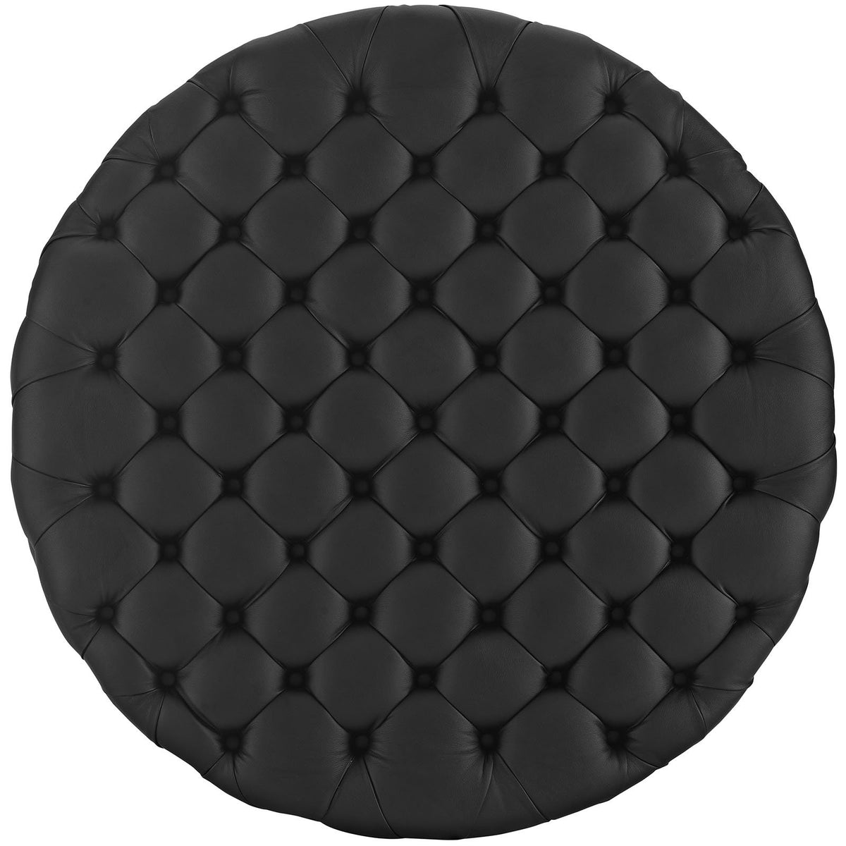 Round Tufted Faux Leather Ottoman