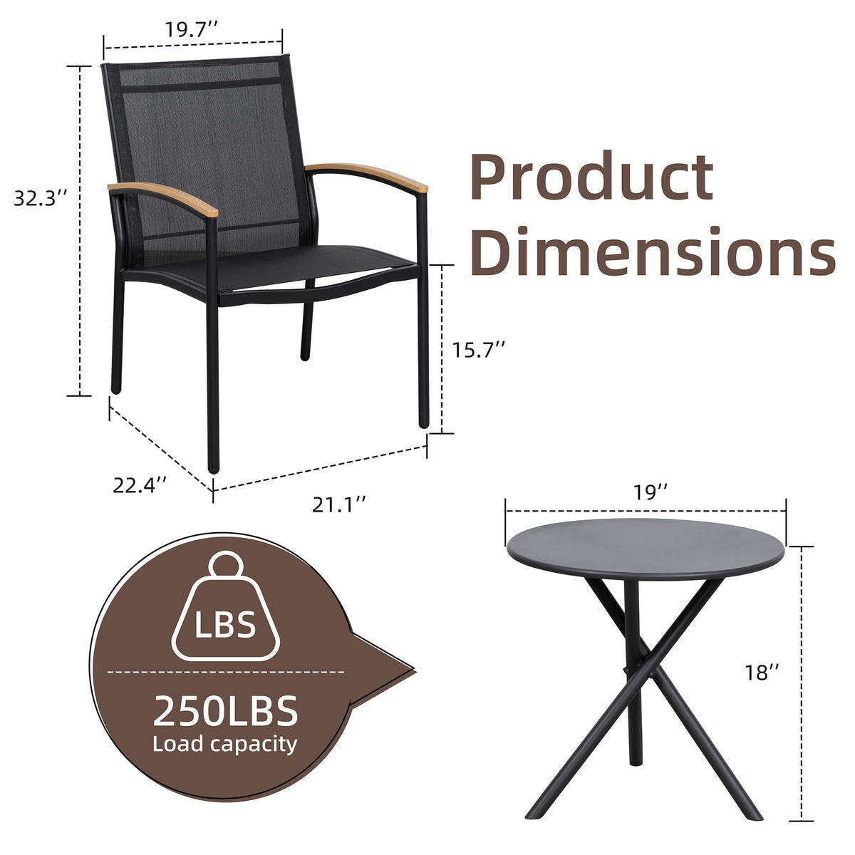 3-Piece Rocking Patio Bistro Set