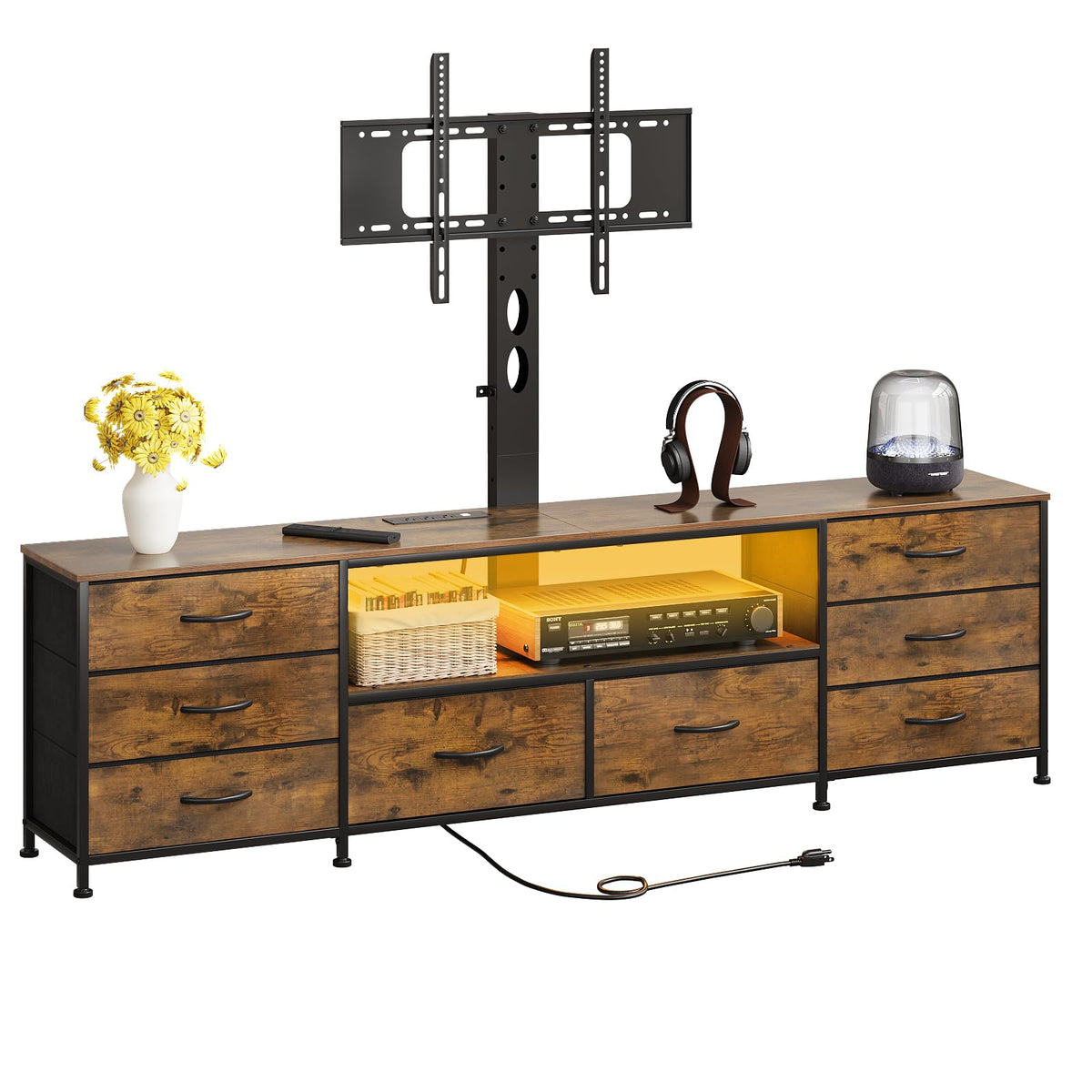 TV Stand with Mount & 8 Drawers